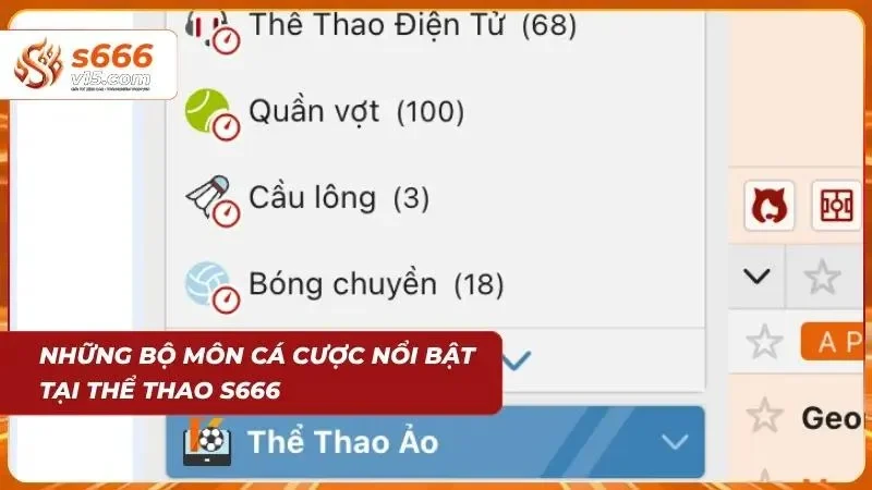 Những bộ môn cá cược nổi bật tại Thể thao S666